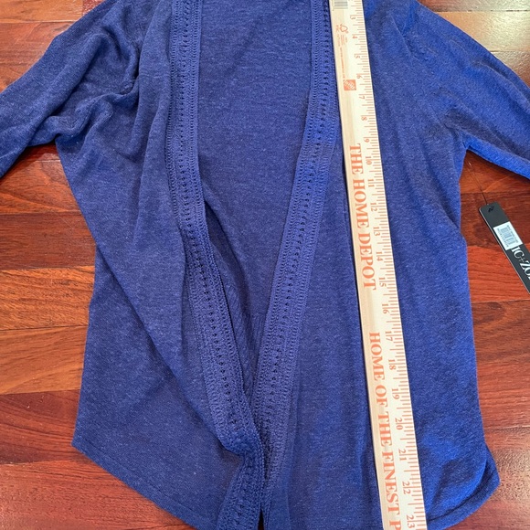NIC+ZOE Deep Blue Linen Blend Open Cardigan Sweater 3/4 sleeves NWT - Picture 7 of 12